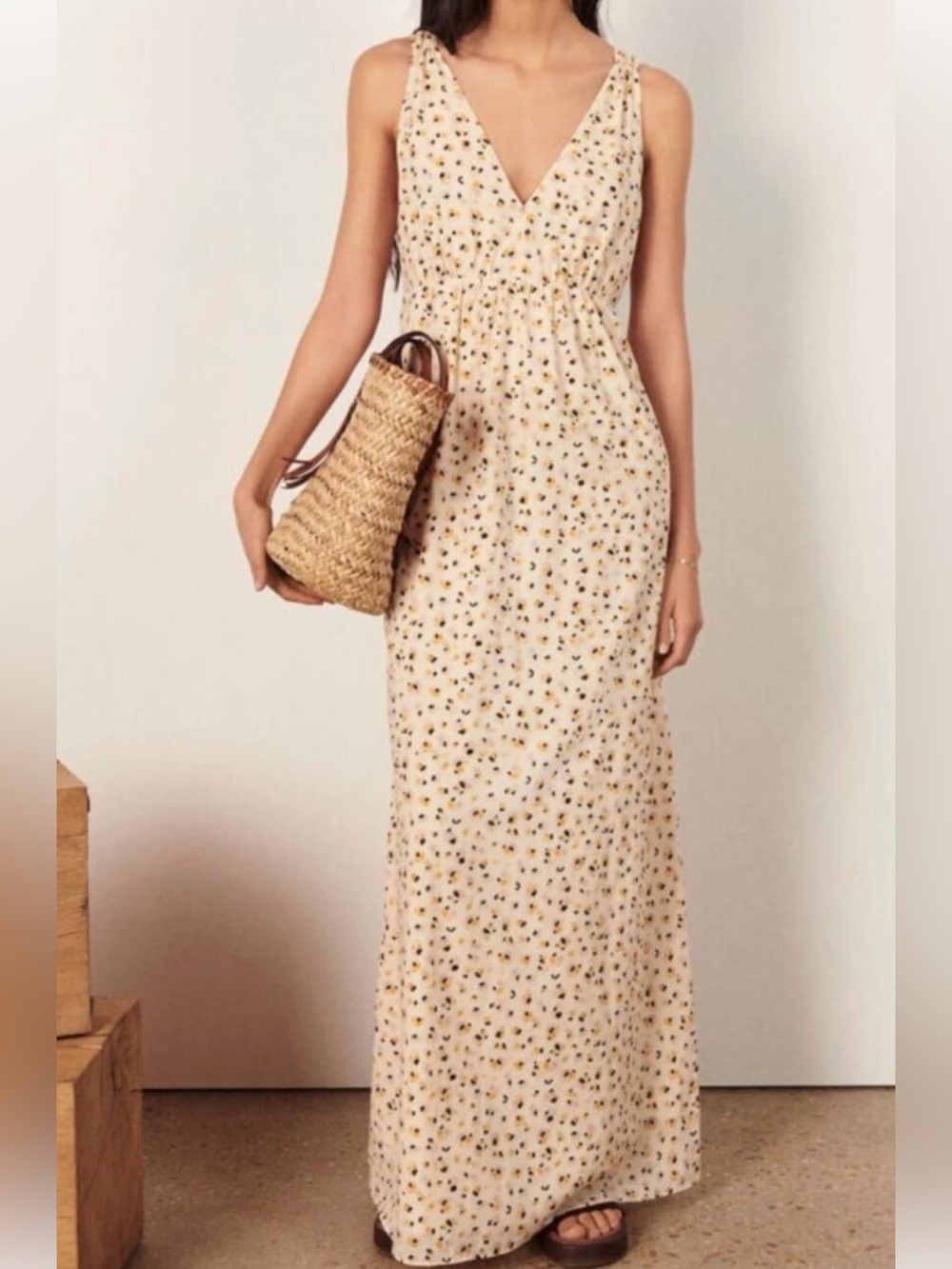 BA&SH Becky Yellow Floral Maxi Dress S